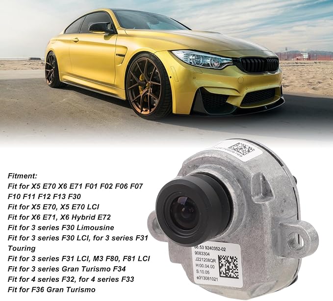 Front Bumper Side View Camera HD Wide Angle View 9240352 for X5 E70 X6 E71 F01 F02 F06 F07 F10 F11 F12 F13 F30 Right 66539240352‑02