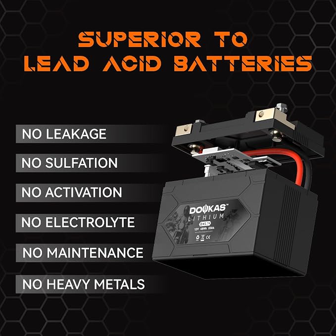 DKL14 YTX14-BS 550A LiFePO4 Motorcycle Lithium Battery, 12V 4Ah Powersports Battery, Compatible Jet Ski, ATV, Lawn Mower, Scooter, Generator Battery, Snowmobile