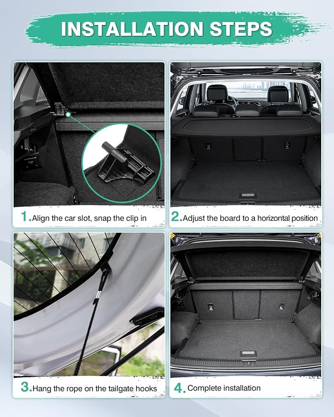 Powerty Cargo Cover for 2009-2016 2017 Volkswagen VW Tiguan Accessories Trunk Cover Trunk Shielding Shade Cargo Luggage Cover Black (Can Withstand The Load)