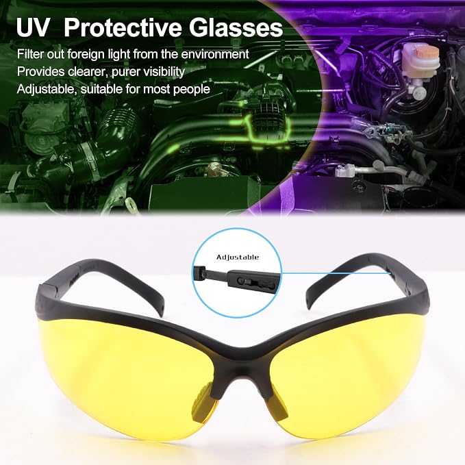 Vansky Air Conditioner Leak Detector: Professional Car Tool 68 LED Automotive AC UV Dye Leak Detection Kit with Protective Glasses