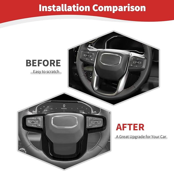 for Sierra Steering Wheel Panel Trim Sticker for GMC Sierra 2019 2020 2021 2022 2023 2024-Present Black Wood Grain Interior Accessories 1pc