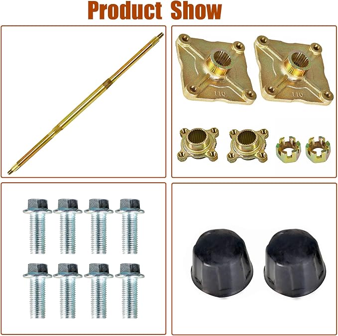 GXYWADY 32 Go Kart Rear Axle Kit with Shaft + Hub + Brake Master Cylinder Replacement for Go Kart ATV 32 Inch