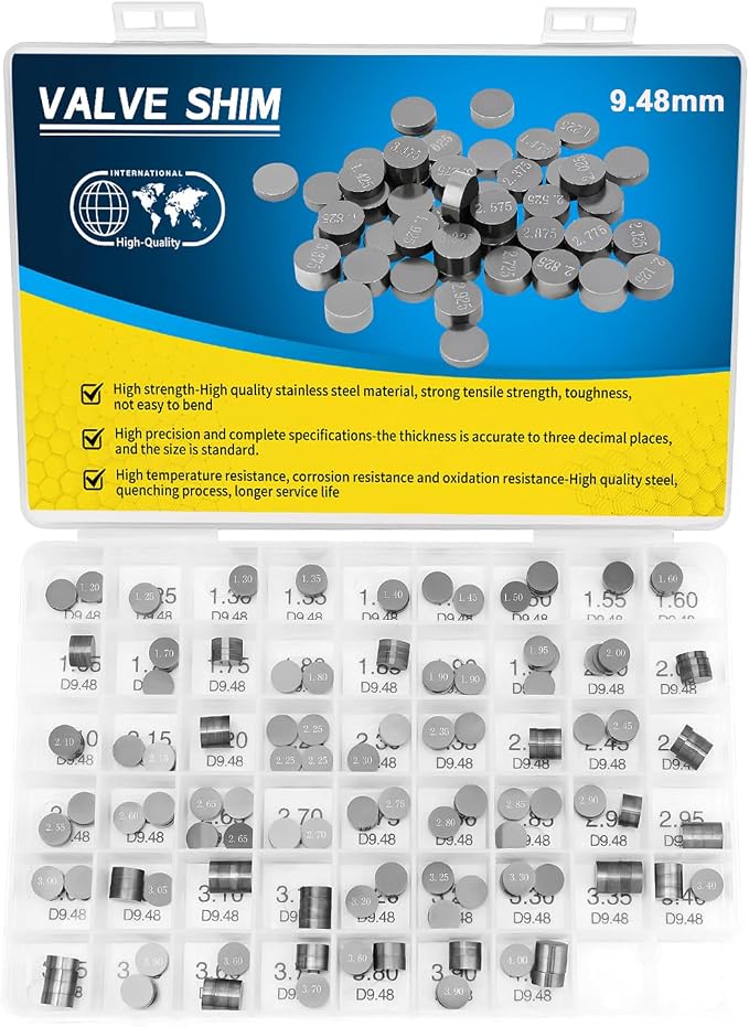 9.48mm Valve Shim Kit for Suzuki LTZ400 QuadSport Z LT-R450 LT-R450Z QuadRacer,for Honda CRF450R CRF250R,for Yamaha YZ250F YZ450F YFZ450R YZ450F WR250F Arctic Cat DVX 400 ATV(208pcs)