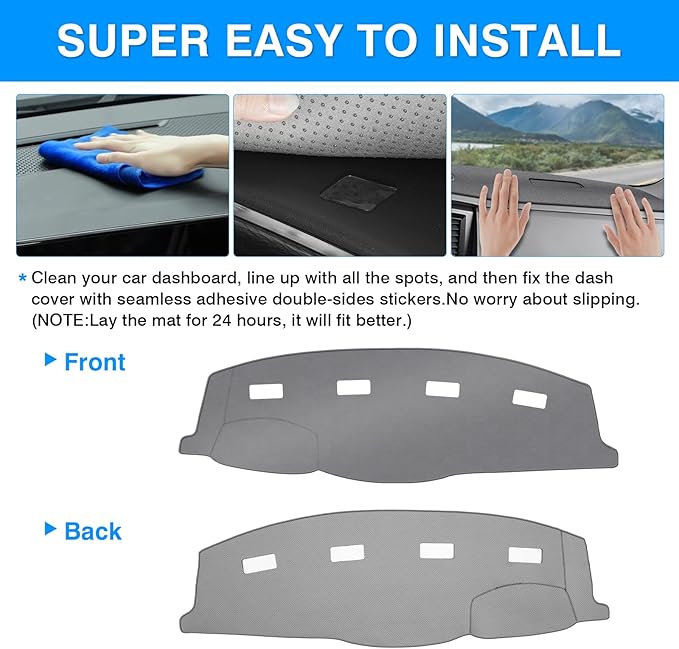Autorder Gray Dashboard Cover Mat for 2006-2009 Dodge Ram 1500 2500 3500,2009 Dodge Ram 2500 3500 4500 5500,2010 Dodge Ram 4500 5500 Accessories Dash Cover Polyester Dash Mat
