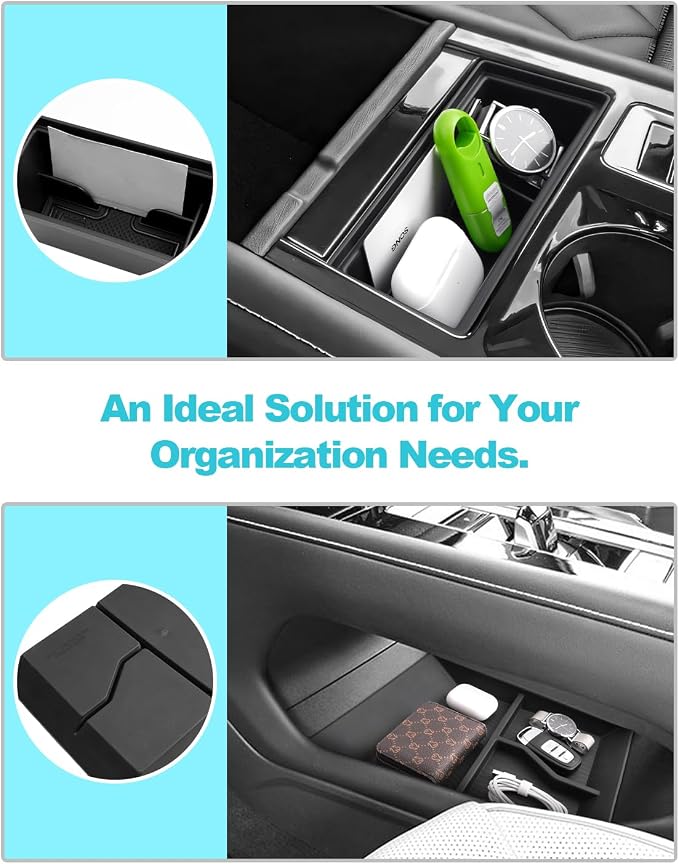 CDEFG 2Pcs for 2024 2025 2026 Atlas Center Console Organizer Tray for 2024-2026 VW Atlas (SEL, R-Line, SE) Accessories Lower Console Front Armrest Storage Box(Not for Atlas Cross Sport)