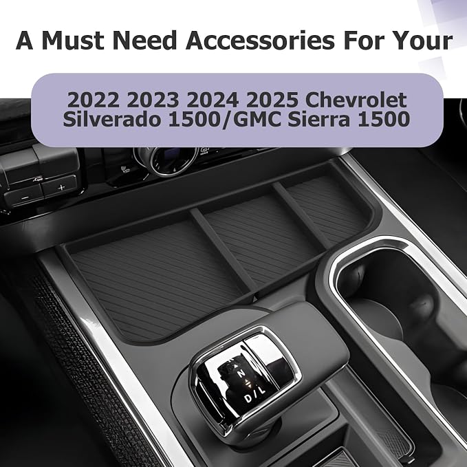 2026 Silverado 1500 Center Console Organizer - Compatible with 2026 2025 2024 2023 Chevy Silverado 1500/GMC Sierra 1500 Accessories Under Screen Organizer Tray - ONLY FIT Full Console w/Bucket Seats