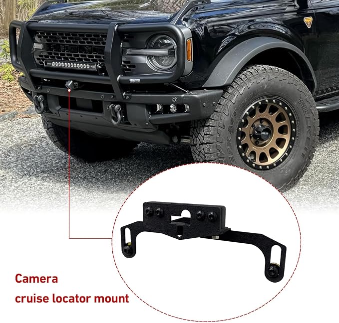 Front Camera Relocation Bracket Compatible with 2021 2022 2023 2024 2025 Ford Bronco | Corrects 360 View with Winch Bumper | Adjustable for Different Setups