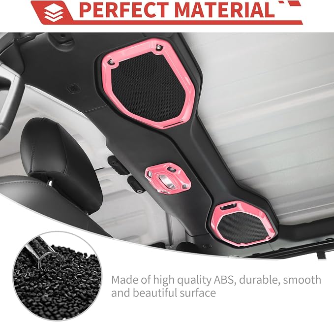 23pcs Full Set Interior Trim Kit for Jeep Wrangler JL JLU Gladiator JT 2018-2023 Steering Wheel Door Handle Air Conditioning Vent Cup Holder Reading Light Headlight Gear Cover, Pink