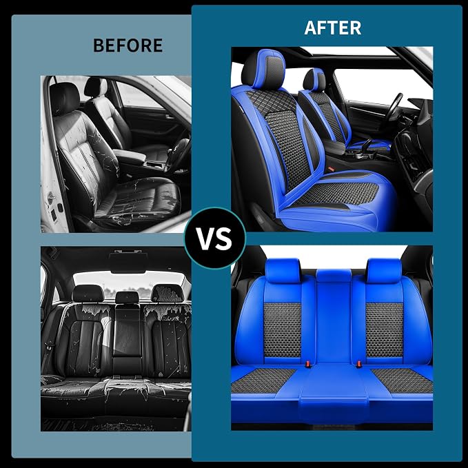 Fit Rogue Ice Silk Cooling Car Seat Covers for Nissan Rogue 2015-2025 2026, Breathable Seat Protector, Anti-Slip & Scratch-Resistant，Sweatproof Auto Cushion Covers（5 Seats, Blue）