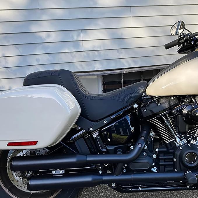 Motorcycles Two-Up Seat Front Rear Driver Passenger Cushion Seat Fit for Harley Low Rider FXLR FXLRS Sport Glide FLSB 2018-Up (Black Stitching)