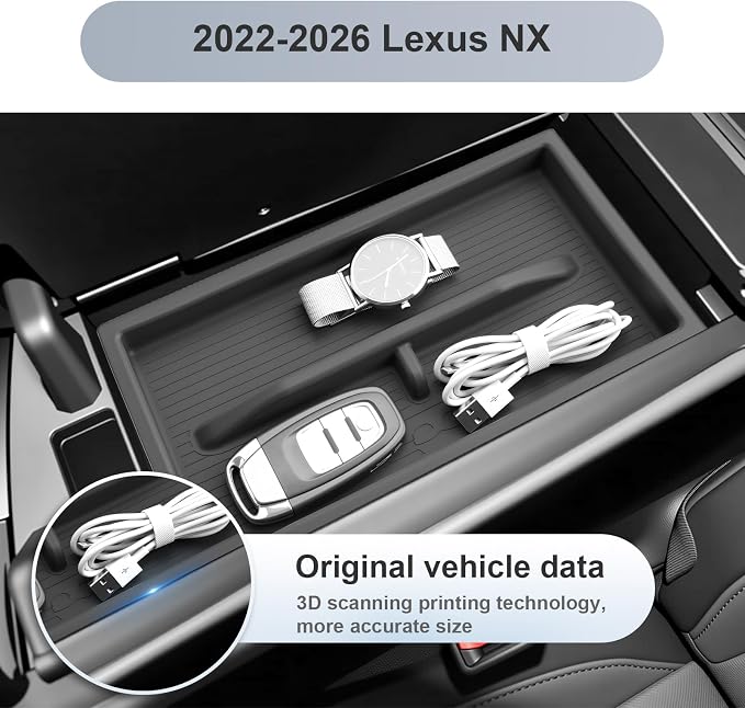 SKTU 2-Pack 2022-2026 Lexu s NX Center Console Organizer for 2022-2026 Lexus NX (NX Hybrid/NX Plug-in Hybrid/NX F Sport) Console Tray 2022-2026 NX Accessories with Sunglasses Holder [Double Layers]
