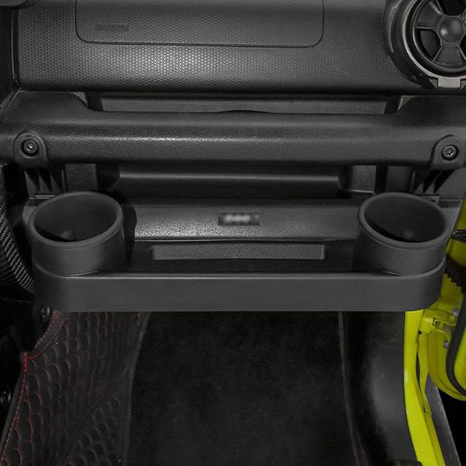 Grab Bar Tray Passenger Side Co-Pilot Handle Expansion Storage Tray Organizer Box Cup Holder Fit for Suzuki Jimny 2019-2025 Interior Accessories (Black Ring)