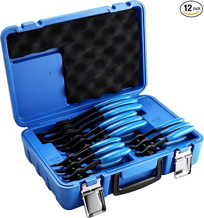 12 Piece Retaining Snap Ring Pliers Set Heavy Duty, Convertible Internal/External Ring Pliers Set for 0.038in 0.047in 0.070in 0.090in