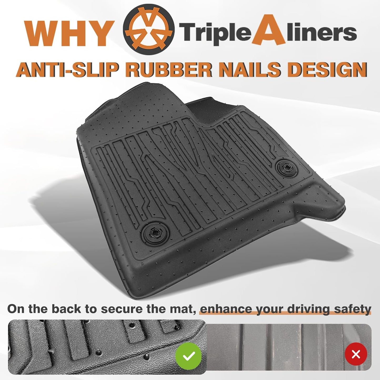 TripleAliners Floor Mats All Weather Compatible with 2024+ GMC Acadia/Chevy Traverse|2nd row captain's chairs/2025 Buick Enclave Accessories Full Set Floor Liners TPE Custom Fit Protector Car Mat 4-pc