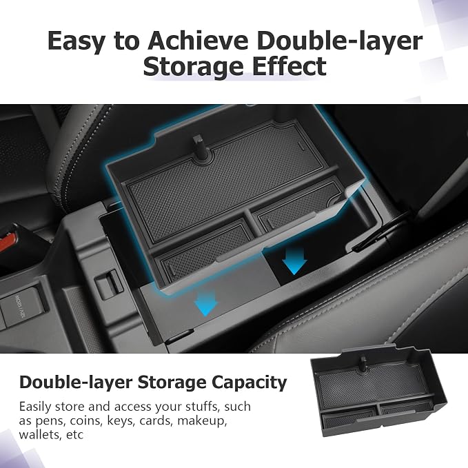 LUWU Center Console Organizer Compatible with Subaru Crosstrek & Impreza 2024-2026 Accessories Armrest Console Secondary Storage Box Insert Tray ABS Material with Coin Holder Black