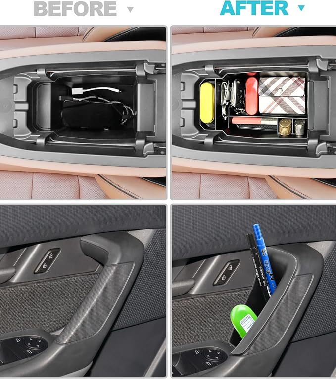 CDEFG 5Pcs for 2023-2026 Mazda CX50 Center Console & Door Handle Organizer | for 2023-2026 Mazda CX-50 Accessories Console Armrest Tray Side Door Trash Container Storage Door Handle Pocket Insert