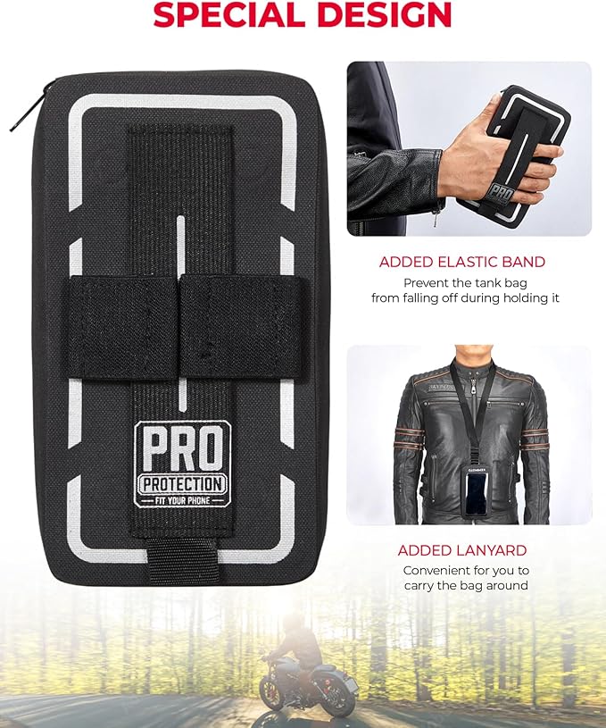 KEMIMOTO Motorcycle Waterproof Tank Bag Phone Pouch Case TPU Bag Sensitive Touch Screen Compatible for Cell Phone up to 6.5 Inch Black