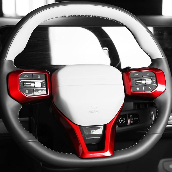 YOUTOOCAR 3PCS Steering Wheel Button Frame Covers Compatible with Kia K4 GT-Line Kia EV6 GT-Line 2025 Kia EV3 GT-Line Accessories (3, Red)