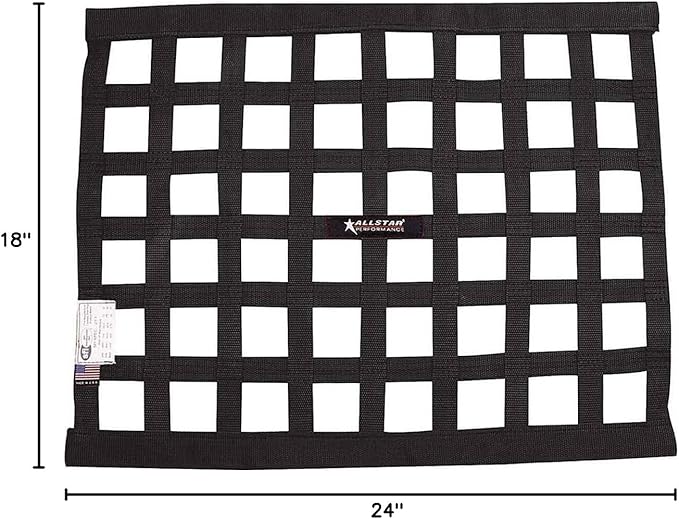 Allstar Performance ALL10285 Black 18" High x 24" Wide Rectangular Border Style Mount Ribbon Window Net