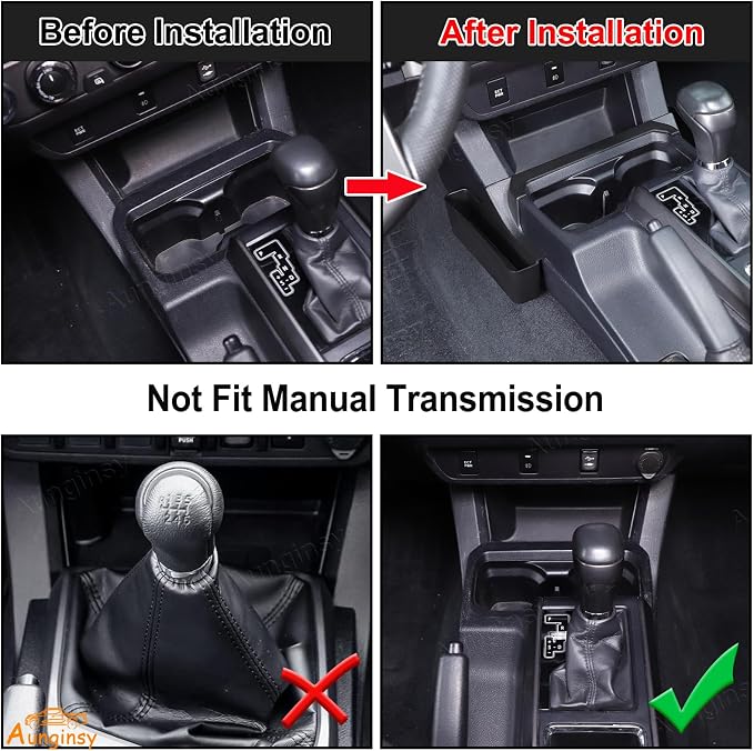 Aunginsy Center Console Gear Shift Storage Box Basket Compatible with Toyota Tacoma 3rd Gen 2016-2023 Gear Shift Side Organizer Tray Armrest Storage Box ABS Accessories, Not Fit Manual Transmission