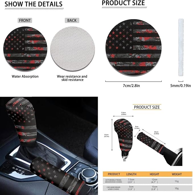 Dreaweet Hunting Camo Car Seat Covers Full Set for Men,Car Steering Wheel Cover,Seat Belt Pads,Armrest Cover,Cup Holder Coasters,Handbrake Cover with Gear Shift Knob Cover,12 Pcs Set