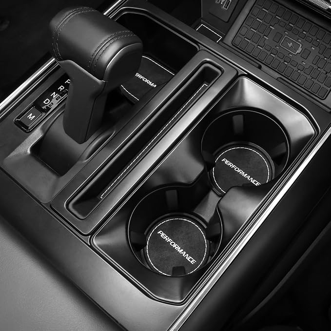 BETTERHUMZ Central Control Storage Box Trim Pad Compatible with Ford F150 2021 2022 2023 2024 2025 for Alcantara Carbon Leather Car Interior Accessories (Suede Black)