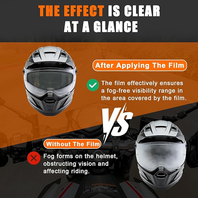Universal Anti Fog Film for Motorcycle Helmet Visors,Helmet Visor Protector Anti Fog Sticker for Cold Mornings and Rainy Days,(10-Pack)