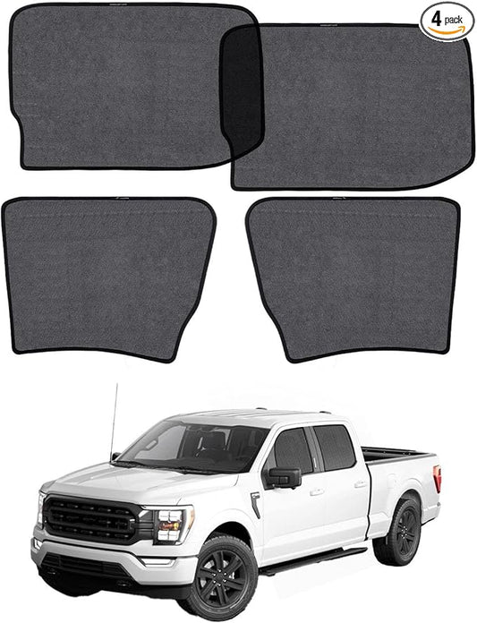 Car Window Shade for Ford F150 2021-Now, 4 Pack Magnetic Mesh Sun Shades for Front & Rear Windows, UV Glare Protection & Baby Car Shade for Napping Camping Breastfeeding