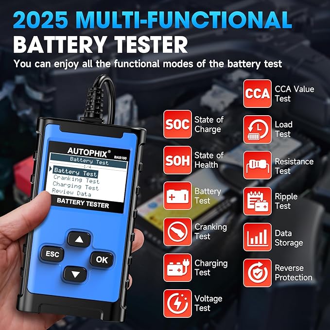 AUTOPHIX 3210 OBD2 Scanner Bluetooth with AUTOPHIX BAS100 Car Battery Tester 12V 24V 100-2000 CCA Battery Load Tester