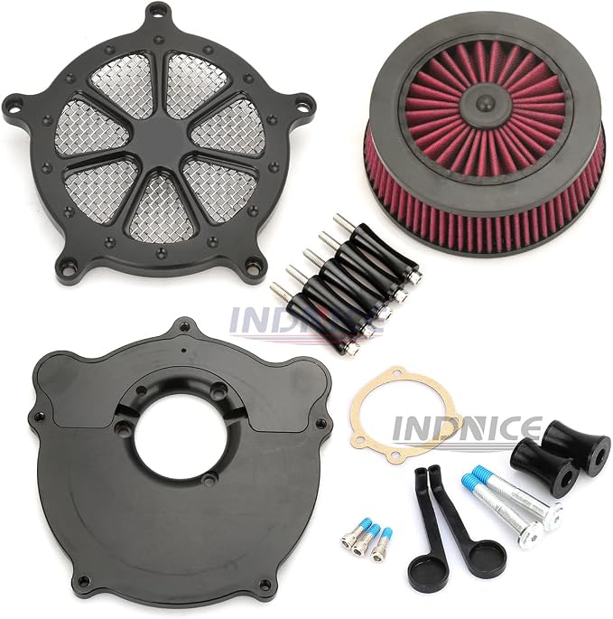 For harley air cleaner filter Sportster Softail Touring street road king glide Dyna for harley davidson air intake filters (Black Speed 7 style -red filter, B-For Softail/Dyna 93-15 ，Touring 01-07)