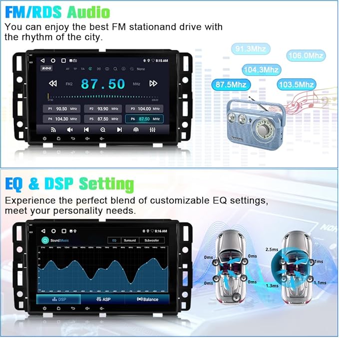 AWESAFE 8" Touch Screen Car Stereo for Chevy Silverado GMC Sierra Yukon, Android Silverado Radio Replacement with Wireless CarPlay & Android Auto, GPS Navigation Bluetooth WiFi SWC Backup Camera