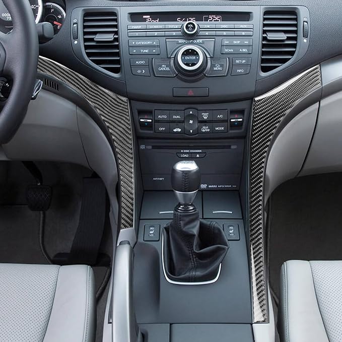 Black Soft Carbon Fiber car Interior Center Console 2/Piece Decorative Stickers on Both Sides Suitable for Acura TSX 09-14 Carbon Fiber car Interior