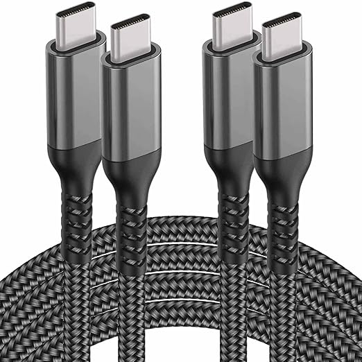 60W Long USB C to USB C Cable (2-Pack, 10FT), Type-C Fast PD Charger Braided Cord for iPhone 17/16/15 Pro,iPad Air 2022, MacBook Pro/Air,Samsung Galaxy S23/S22 Ultra,Note 20 10,Pixel 9, OnePlus 9,PS5