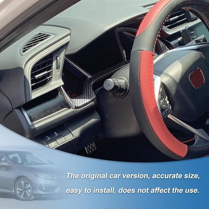 Carbon Fiber Console Center Dashboard Panel Cover Compatible with Honda Civic 10th Gen 2016-2021