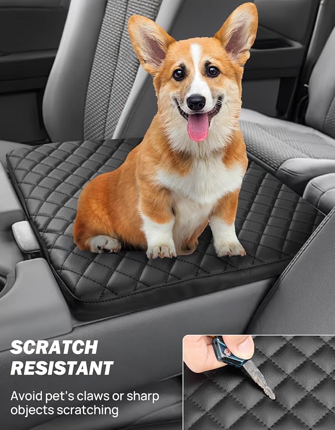 JOYTUTUS Center Console Cover Compatible with 2011-2016 Ford F250 F350 F450, 2011-2014 F150 with Jump Seat Console, Leather Armrest Cover Center Console Cushion (Jump Seat Only)