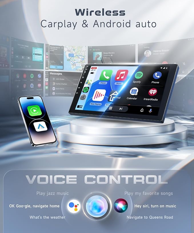 4G+64G Car Radio Stereo for Honda CRV 2007-2011, Wireless CarPlay Android Auto 9 Inch IPS Touch Screen Android 15 GPS Head Unit 5Ghz-WiFi Bluetooth DSP Audio USB Dual Mic HD Rear Camera