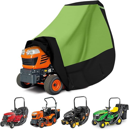 Riding Lawn Mower Cover with Bagger Attachment and ROPS, Universal Fit Decks up to 62", 600D Oxford Cloth Riding Mower Cover with Windproof Buckle for Snow Rain Dust Hail Protection