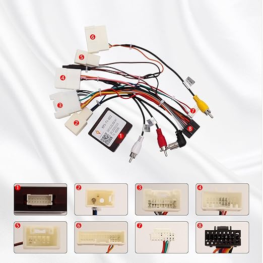 16-PIN Car Stereo Wiring Harness with Canbus Box for Toyota Camry RAV4 Corolla Tundra Highlander, Supports Original JBL Amplifier, Backup Camera, SWC, FM/AM Antenna Adapter, and USB
