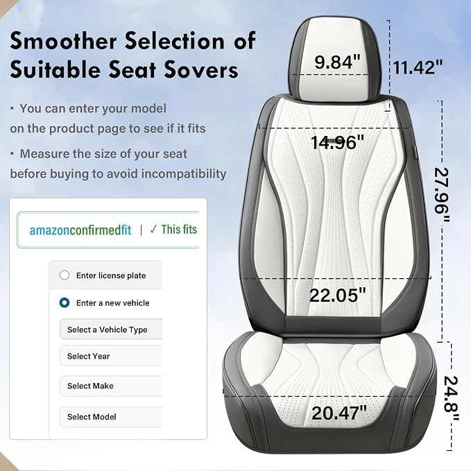 Coverado Front Seat Covers, Luxury Leather Seat Covers for Cars, Automotive Seat Cover, Car Seat Protector Waterproof, Premium Car Seat Covers Car Seat Cushions Universal Fit for Most Cars (Gray&Pink)