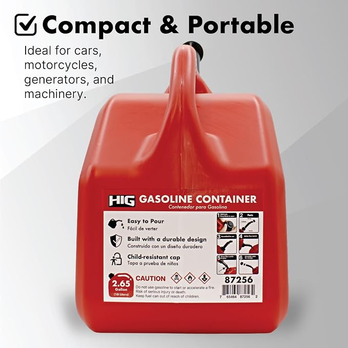 LAUCO Portable Fuel Tank, Gas Container, 3 Gallon Gas & Diesel Container with Transfer Hose and Nozzle, Mobile Fuel Storage for Boats, Docks, Farm, Shop & Garage 87256
