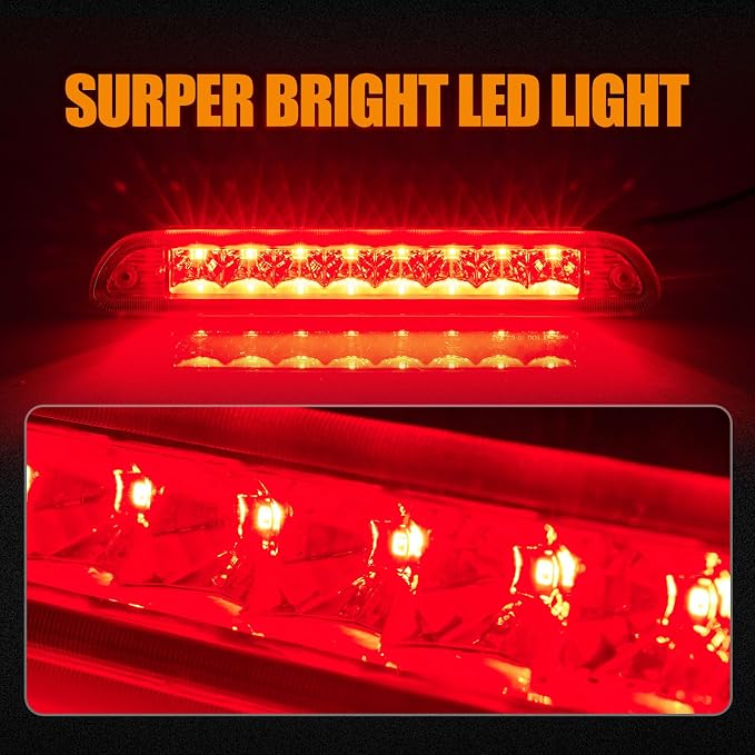 Third 3rd Brake Light LED for 2001-2007 Ford Escape, High Mount Rear Brake Lights Assembly for 05 06 07 Mercury Mariner, Waterproof Center Cab Lamp Stop Light (Red)