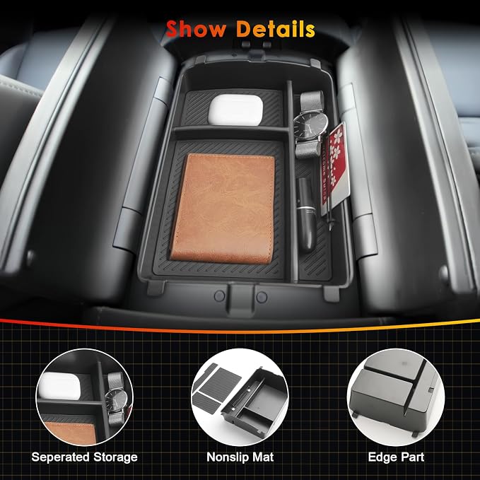 for 2026 Hyundai Palisade Center Console Organizer ONLY for 2026 Palisade Hybrid Calligraphy 7-Seater Armrest Box Secondary Storage Glove Box Accessories (2026 Palisade Upper Console Organizer)