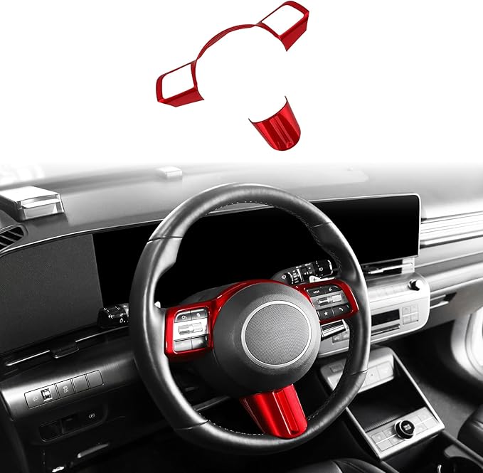 Steering Wheel Button Frame Cover Compatible with Hyundai Sonata 2025 Hyundai Kona 2024-2025 Hyundai Tucson 2025 Accessories (Red)(Not Suitable for N line)