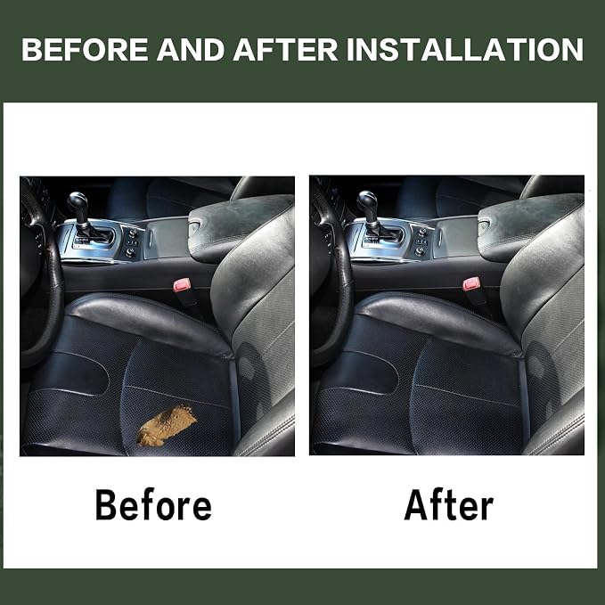 FZJDSD Black Driver & Passenger Side Bottom Perforated Microfiber Leather Replacement Seat Covers Compatible with Infiniti G37 2008 2009 2010 2011 2012 2013