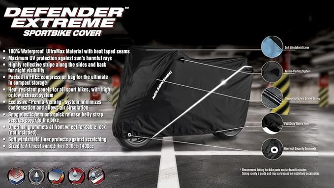 Nelson Rigg Defender Extreme Sport Bike Cover, Fits most CBR, R1, R3, GSXR, Ninja, Hayabusa, S1000R, and others