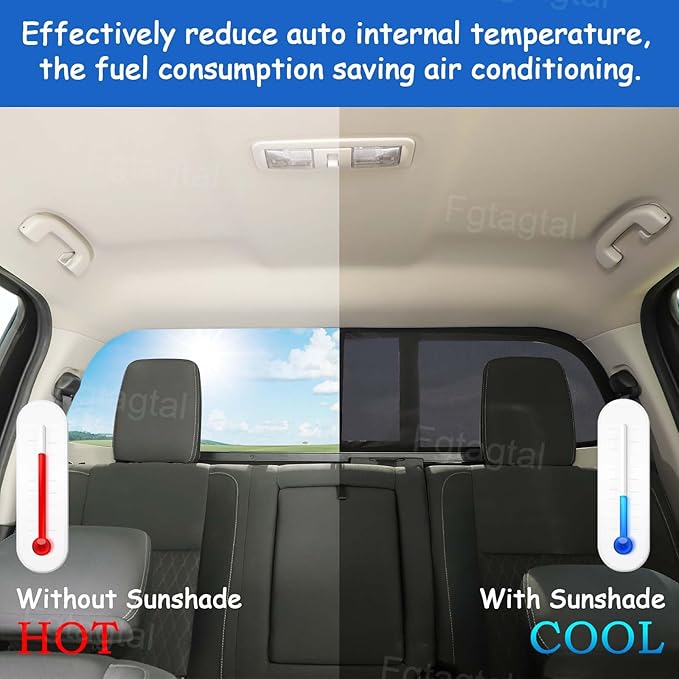 Car Rear Trunk Window Shades Compatible with Nissan Titan 2016-2023, Trunk Window Screens Mesh Sun Shade Glare Shield and UV Rays Protection and Keeps Vehicle Cool, 2PCS
