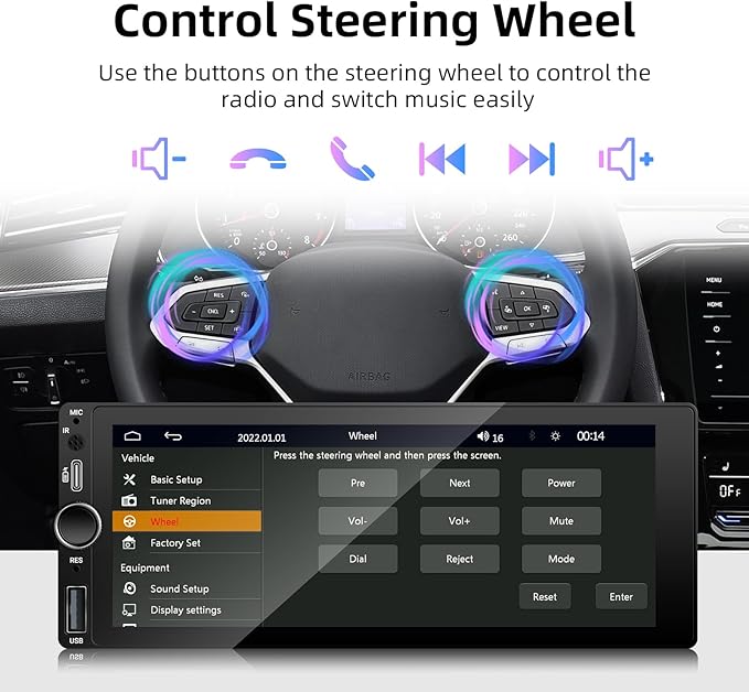 [Type-C&USB] Carplay Screen for car,Single-Din-Car-Radio with Wireless Apple-Carplay & Android-Auto,6.86 Inch Car Radio Touchscreen,Bluetooth Handsfree, Backup Camera, FM