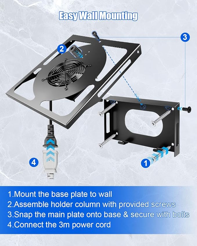 Motorcycle Helmet Dryer Holder with Ventilation Fan, Heavy Duty Helmet Rack Wall Mount, Helmet Stand with Timer Remote Control, 110-220V Auto Fan for Quick Drying