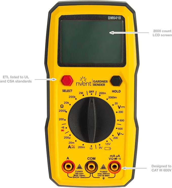 Sperry Instruments DM6410 8 Function Digital Multimeter, Yellow