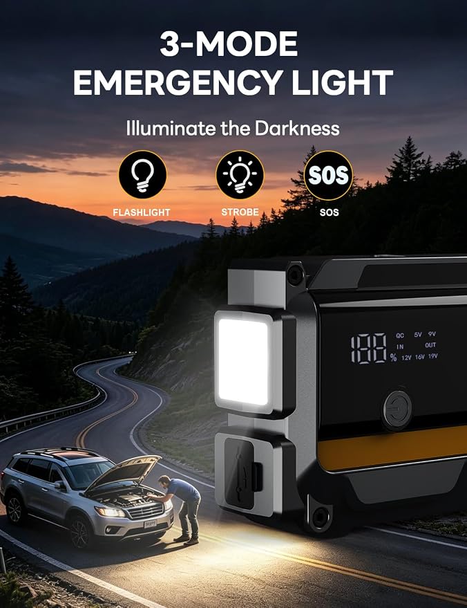 Sharmeal 6000A Car Battery Jump Starter Up to All Gas & 10.0L Diesel Engine, Car Battery Jumper Starter Portable 12V Jump Box with USB Output, Storage Case, LED Flashlight